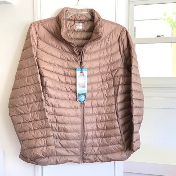 32 DEGREES Down Puffer Jacket Heat Ultra Light Taupe NWT Women's Plus Size 2X - Picture 2 of 16